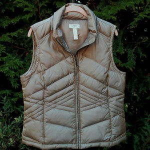Ann Taylor Loft Bronze-Gold Down Vest With Hood